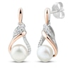 Thumbnail Image 1 of Freshwater Cultured Pearl & White Lab-Created Sapphire Earrings 10K Rose Gold/Sterling Silver