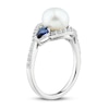 Freshwater Cultured Pearl & Blue/White Lab-Created Sapphire Ring Sterling Silver