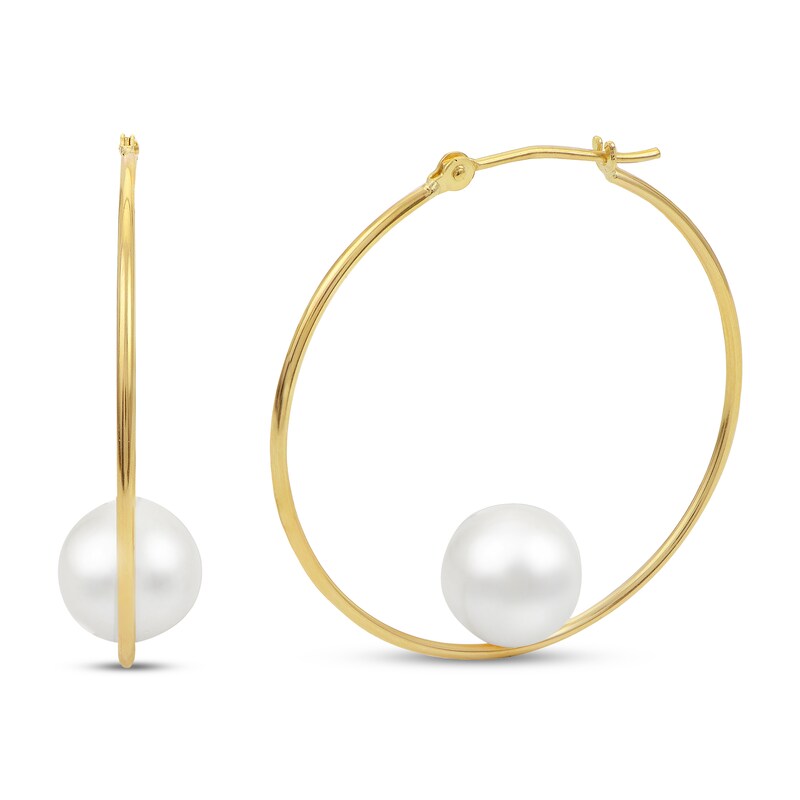 Freshwater pearl hoop earrings Gold hoop earrings Stylish trendy pearl earrings Tennis chain Earrings Tennis pearl Jewelry Gift for her