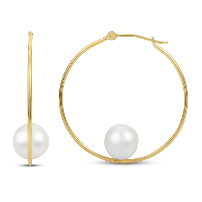 Jewelry Adviser 14k Madi K FW Cultured Pearl Hoop Enhancers 