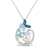 Thumbnail Image 1 of Freshwater Cultured Pearl & Topaz Floral Necklace Sterling Silver 18&quot;