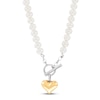 Thumbnail Image 0 of Cultured Pearl & Diamond Toggle Necklace Sterling Silver/10K Yellow Gold 18"