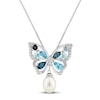 Thumbnail Image 1 of Freshwater Cultured Pearl & Topaz Butterfly Necklace Sterling Silver 18&quot;