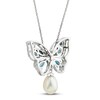 Thumbnail Image 3 of Freshwater Cultured Pearl & Topaz Butterfly Necklace Sterling Silver 18&quot;