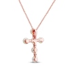 Thumbnail Image 3 of Freshwater Cultured Pearl & White Topaz Cross Necklace 10K Rose Gold 18&quot;