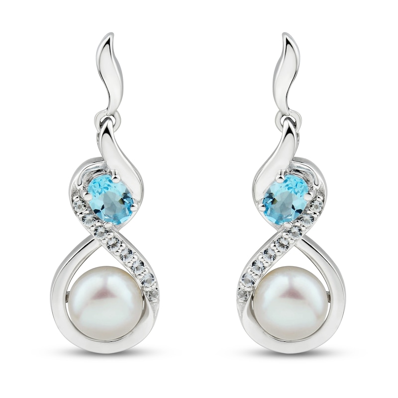 Main Image 3 of Freshwater Cultured Pearl & Topaz Earrings Sterling Silver
