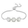 Thumbnail Image 1 of Freshwater Cultured Pearl & White Lab-Created Sapphire Bolo Bracelet Sterling Silver