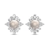 Thumbnail Image 1 of Cultured Pearl & White Lab-Created Sapphire Earrings Sterling Silver