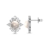 Thumbnail Image 2 of Cultured Pearl & White Lab-Created Sapphire Earrings Sterling Silver