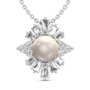Thumbnail Image 1 of Cultured Pearl & White Lab-Created Sapphire Necklace Sterling Silver 18&quot;