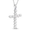 Thumbnail Image 2 of Freshwater Cultured Pearl Cross Necklace Sterling Silver 18"
