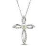 Thumbnail Image 0 of Cultured Pearl & White Lab-Created Sapphire Cross Necklace Sterling Silver 18"