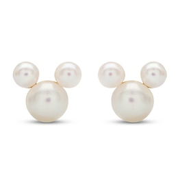 Children's Mickey Mouse Cultured Freshwater Pearl Earrings 14K Yellow Gold