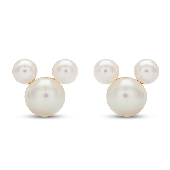 Children's Mickey Mouse Cultured Freshwater Pearl Earrings 14K Yellow Gold