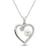 Thumbnail Image 0 of Cultured Pearl & White Lab-Created Sapphire Heart Necklace Sterling Silver 18"