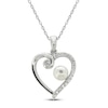 Thumbnail Image 1 of Cultured Pearl & White Lab-Created Sapphire Heart Necklace Sterling Silver 18&quot;