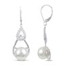 Thumbnail Image 1 of Cultured Pearl & White Topaz Raindrop Earrings Sterling Silver