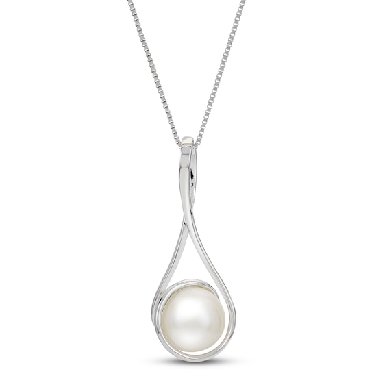 Cultured Pearl Swirl Necklace Sterling Silver 18"