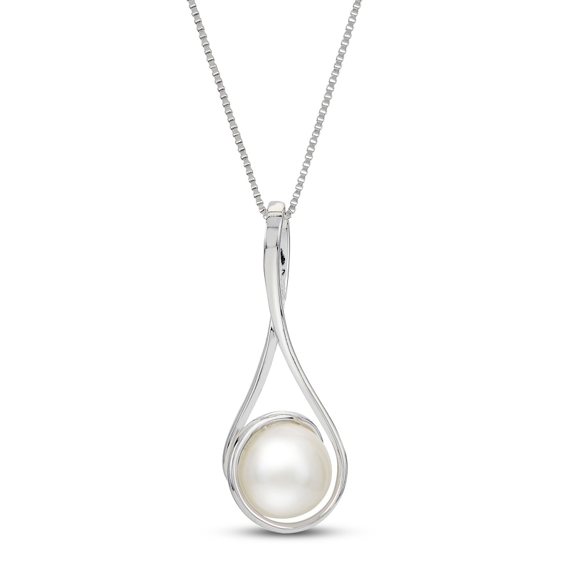 Main Image 1 of Cultured Pearl Swirl Necklace Sterling Silver 18&quot;