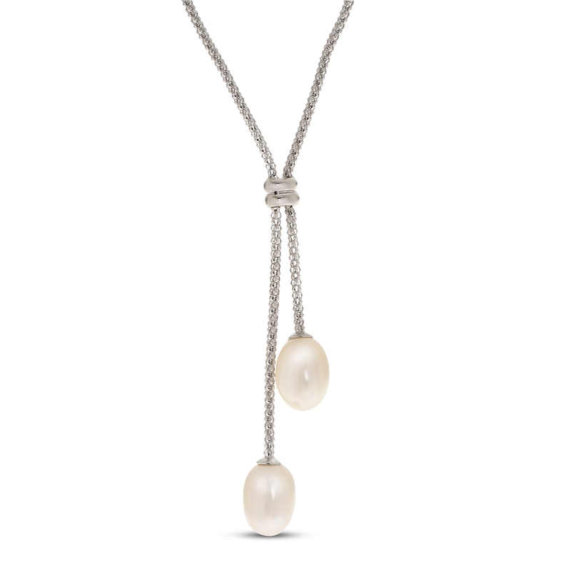 Main Image 1 of Cultured Pearl Lariat Necklace Sterling Silver