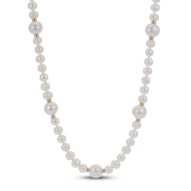 Cultured Pearl Necklace 14K Yellow Gold 18"