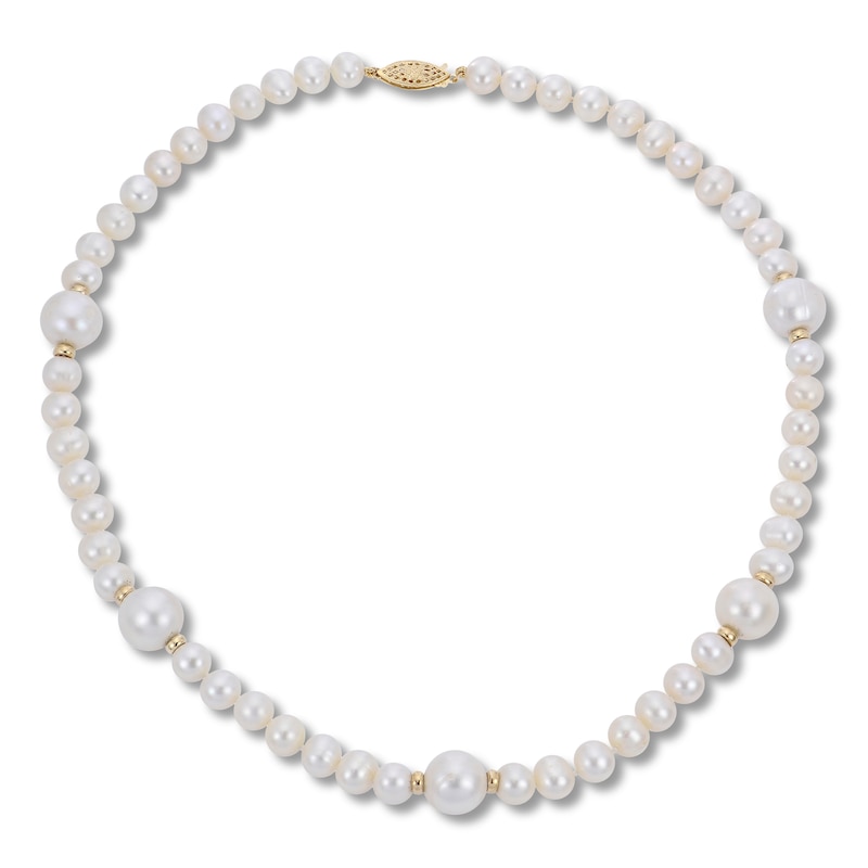 Cultured Pearl Necklace 14K Yellow Gold 18"