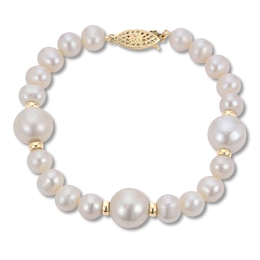 Cultured Pearl Bracelet 14K Yellow Gold 7.5&quot;
