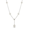 Thumbnail Image 1 of Cultured Pearl & White Topaz Y Necklace Sterling Silver 19.5&quot;