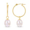 Cultured Pearl Hoop Earrings 14K Yellow Gold