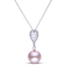 Thumbnail Image 0 of Pink Cultured Pearl & White Topaz Necklace Sterling Silver 19"
