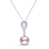Thumbnail Image 1 of Pink Cultured Pearl & White Topaz Necklace Sterling Silver 19&quot;