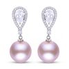 Thumbnail Image 1 of Pink Cultured Pearl & White Topaz Dangle Earrings Sterling Silver