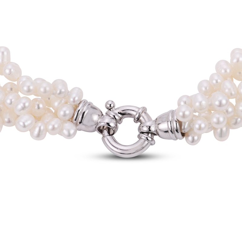 Main Image 3 of Cultured Pearl Torsade Necklace Sterling Silver 18&quot;