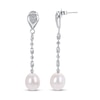 Thumbnail Image 1 of Cultured Pearl & White Topaz Dangle Earrings Sterling Silver
