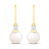 Thumbnail Image 3 of Cultured Pearl & Diamond Dangle Earrings 10K Yellow Gold