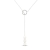 Thumbnail Image 1 of Cultured Pearl & White Lab-Created Sapphire Y Necklace Sterling Silver