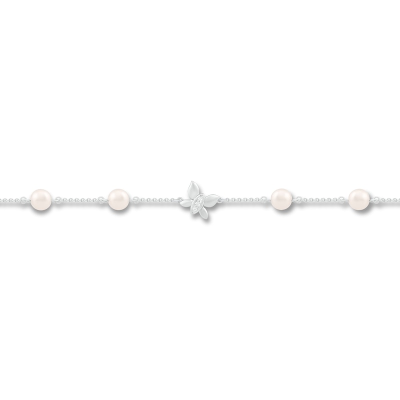 Main Image 2 of Cultured Pearl & Diamond Bracelet Sterling Silver 7.5"