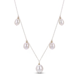 Cultured Pearl Drop Necklace 10K Yellow Gold 17.5"