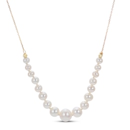 Cultured Pearl Graduated Necklace 10K Yellow Gold 18&quot;