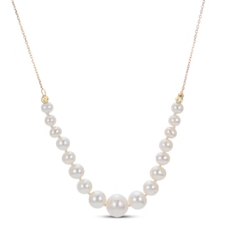 Cultured Pearl Graduated Necklace 10K Yellow Gold 18"