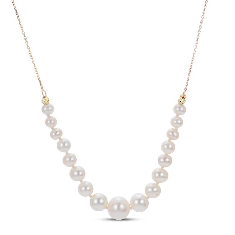 Main Image 1 of Cultured Pearl Graduated Necklace 10K Yellow Gold 18&quot;
