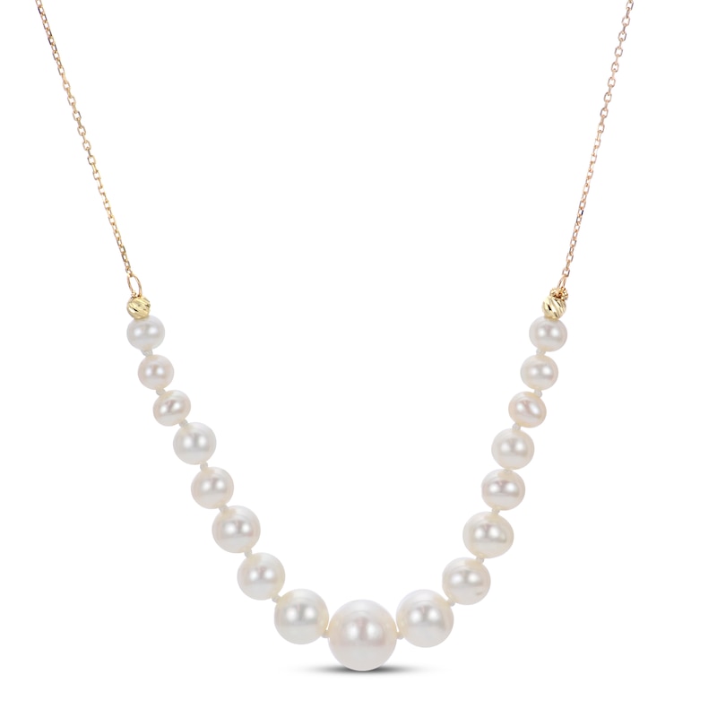 Cultured Pearl Graduated Necklace 10K Yellow Gold 18