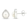 Thumbnail Image 1 of Cultured Pearl & White Lab-Created Sapphire Earrings Sterling Silver