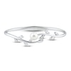 Thumbnail Image 1 of Cultured Pearl & White Lab-Created Sapphire Leaf Bangle Sterling Silver