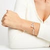 Thumbnail Image 3 of Cultured Pearl & White Lab-Created Sapphire Leaf Bangle Sterling Silver
