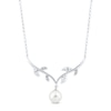 Thumbnail Image 1 of Cultured Pearl & White Lab-Created Sapphire Vine Necklace Sterling Silver 18&quot;