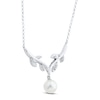 Thumbnail Image 2 of Cultured Pearl & White Lab-Created Sapphire Vine Necklace Sterling Silver 18&quot;