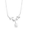 Thumbnail Image 3 of Cultured Pearl & White Lab-Created Sapphire Vine Necklace Sterling Silver 18&quot;