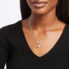 Thumbnail Image 4 of Cultured Pearl & White Lab-Created Sapphire Vine Necklace Sterling Silver 18&quot;