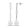 Thumbnail Image 0 of Cultured Pearl Paper Clip Dangle Earrings Sterling Silver